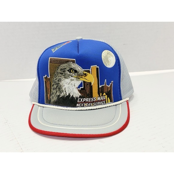 Vintage USPS Express Mail Eagle Trucker Hat Snapback Made In Taiwan R.O.C.